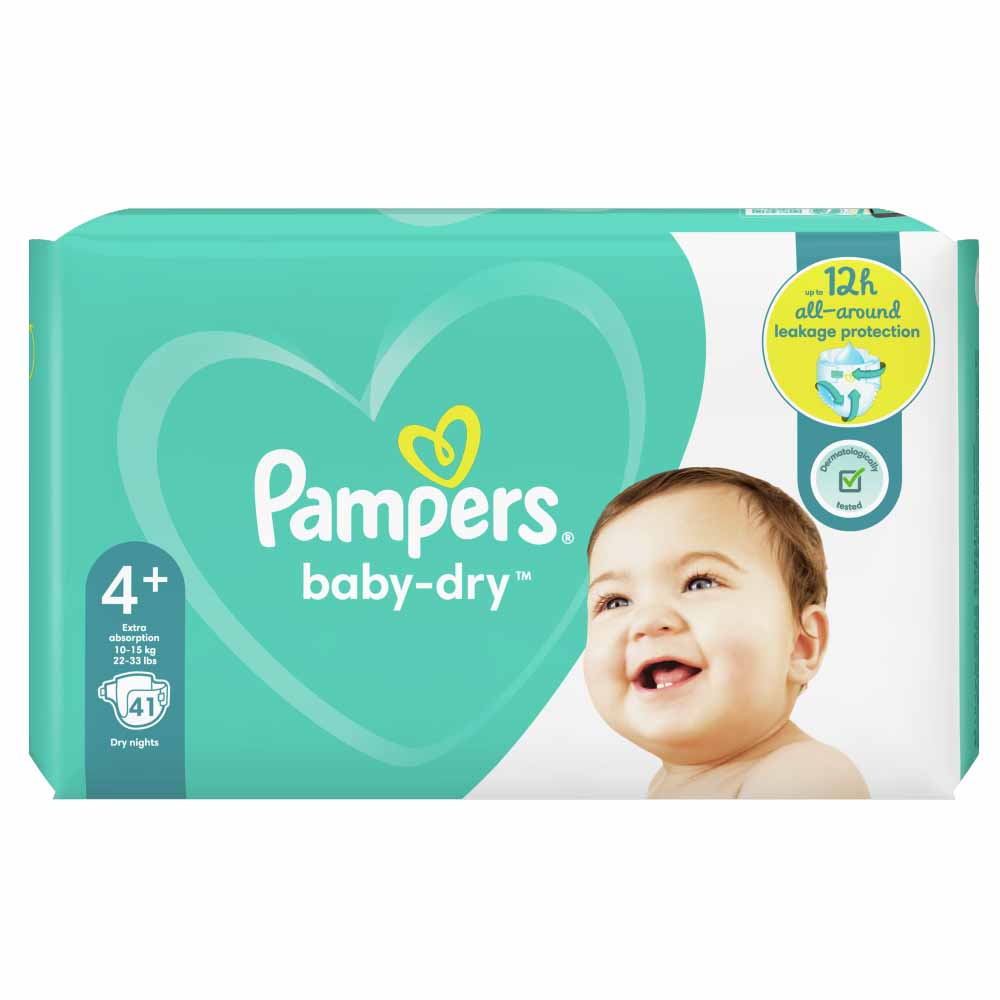 Pampers Baby Dry Nappies Size 4+ (10-15 kg), 41 pack Image 1
