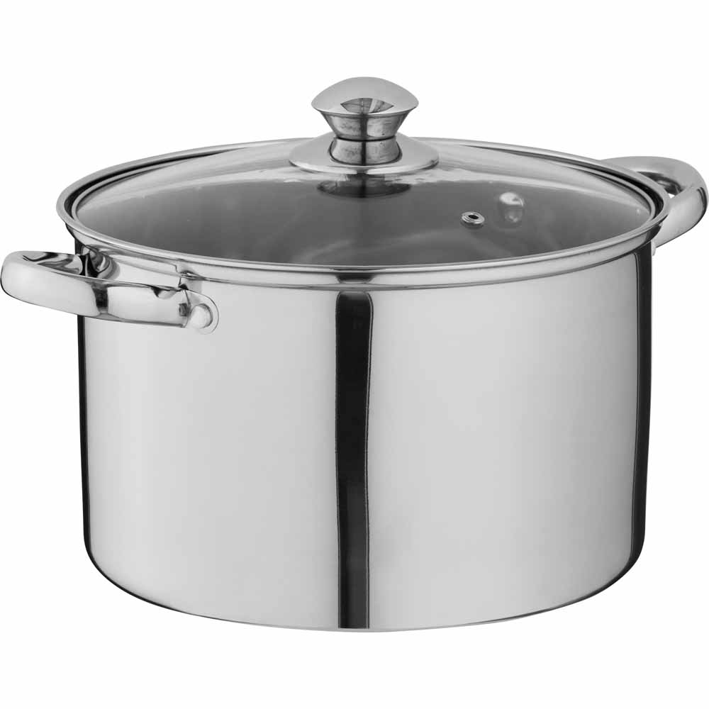 wilko 7L Stainless Stock Pot with Glass Lid Image