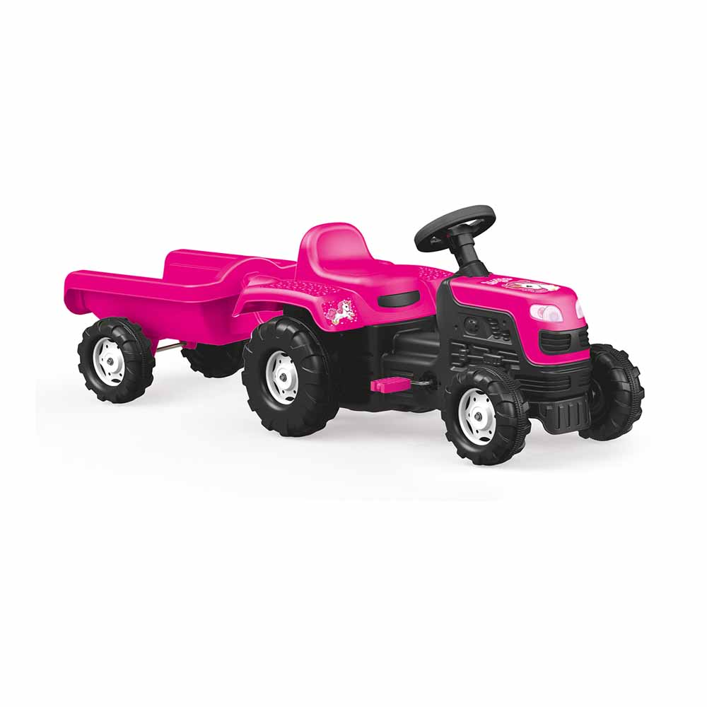 Dolu Children’s Pink Ride On Tractor With Trailer Image