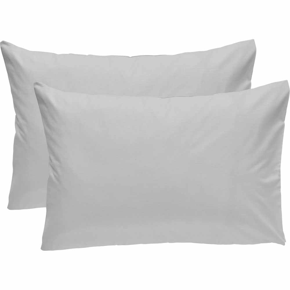 Wilko White Cotton Housewife Pillowcases 2 Pack Image 1