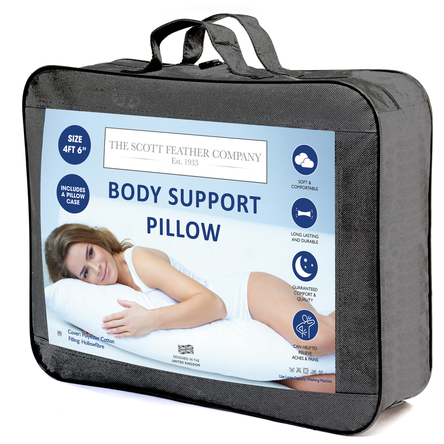 The Scott Feather Company White Body Support Pillow 137 x 15cm Image
