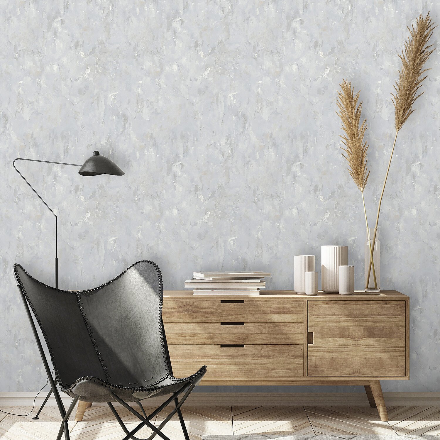 Camilla Plain Wallpaper - Grey Image 2