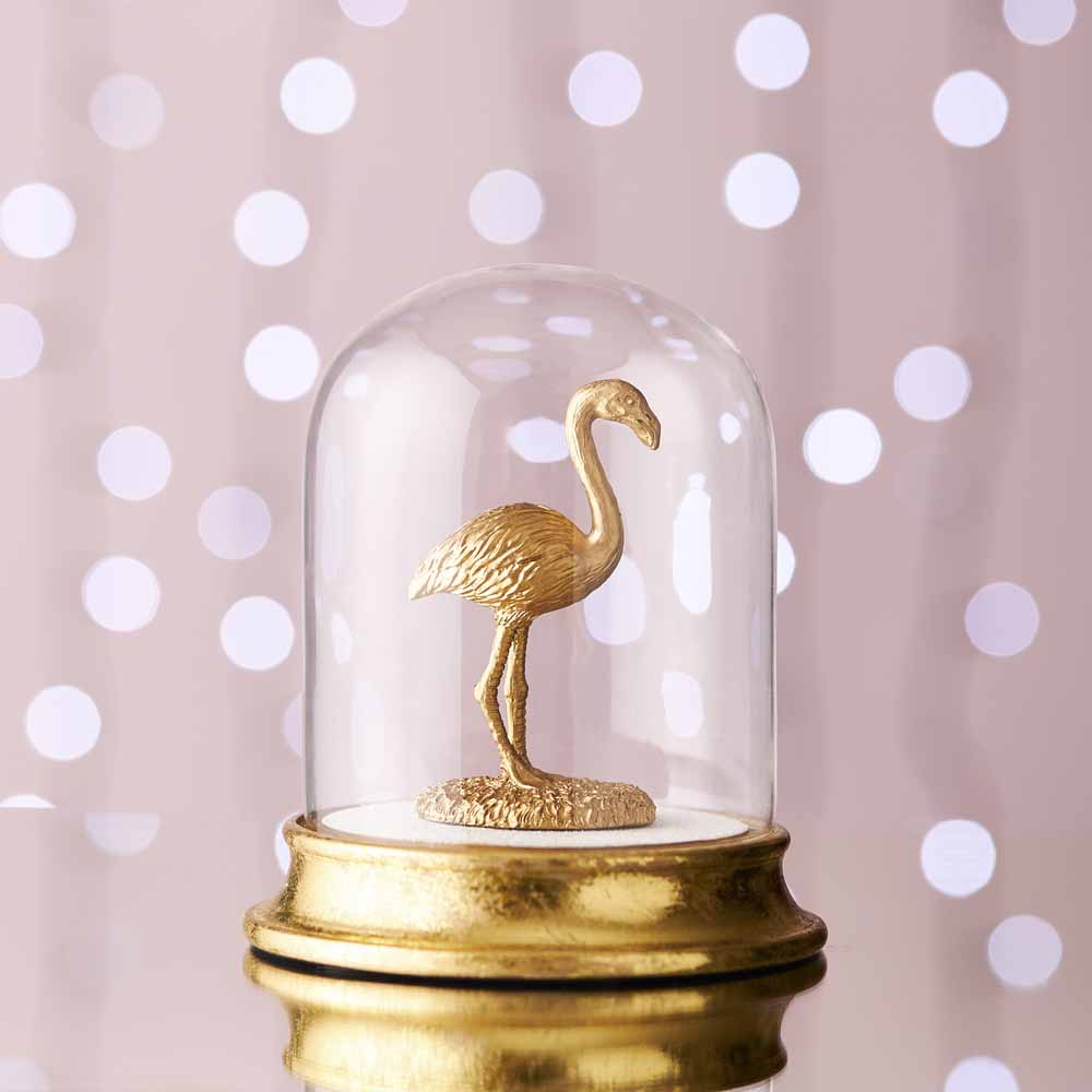 Wilko Luxe Sparkle Flamingo Bell Jar Christmas Decoration Image 3