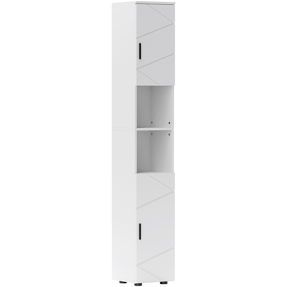 Kleankin 2 Door 2 Shelf White Tall Bathroom Storage Cabinet Image 2
