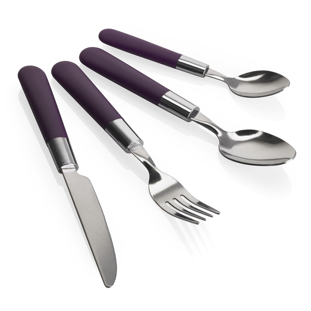 Wilko Colour Play 16 piece Purple Cutlery Set Image