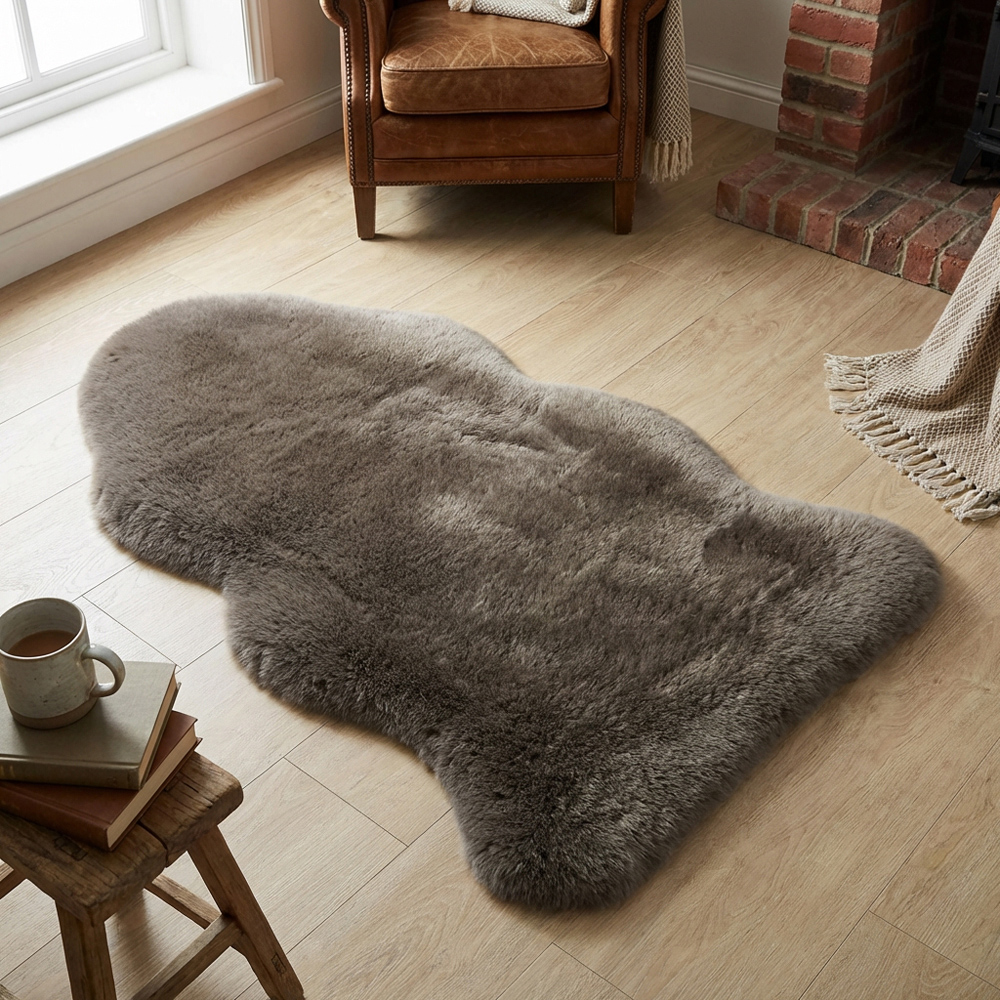 Soft Faux Fur Rug Taupe Image 7