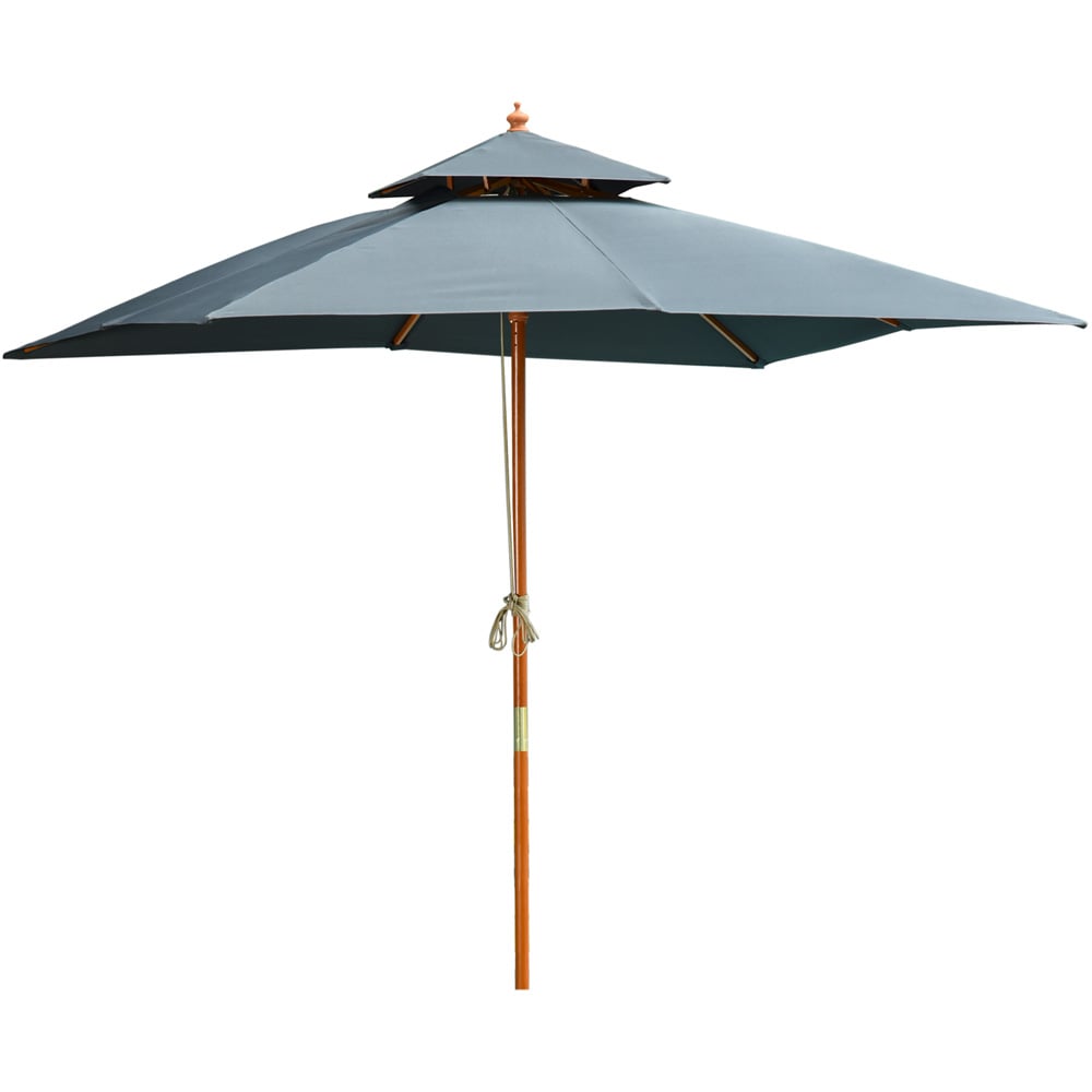 Outsunny Dark Grey Wood Umbrella Parasol 3m Image 1