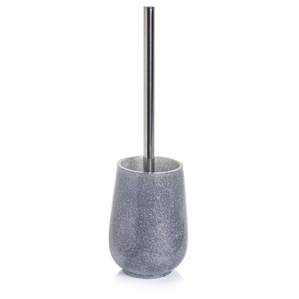 Wilko Resin Toilet Brush Holder Silver Sparkle Wilko