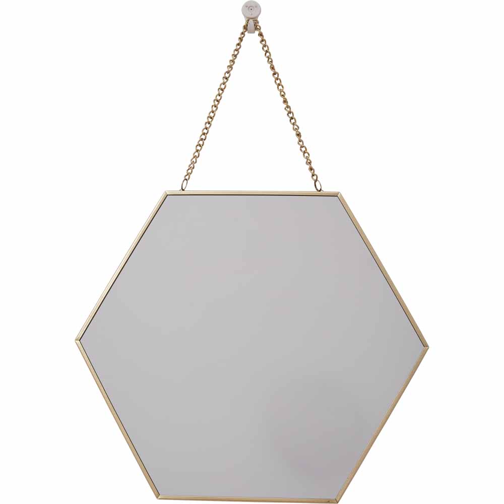 Wilko Gold Hexagon Hanging Mirror 50cm Image 1