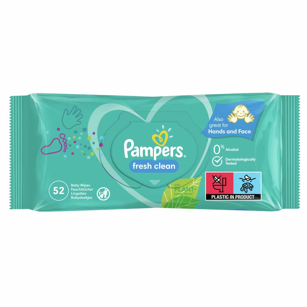 Pampers Fresh Clean Scented Baby Wipes 52 Pack   Image 1
