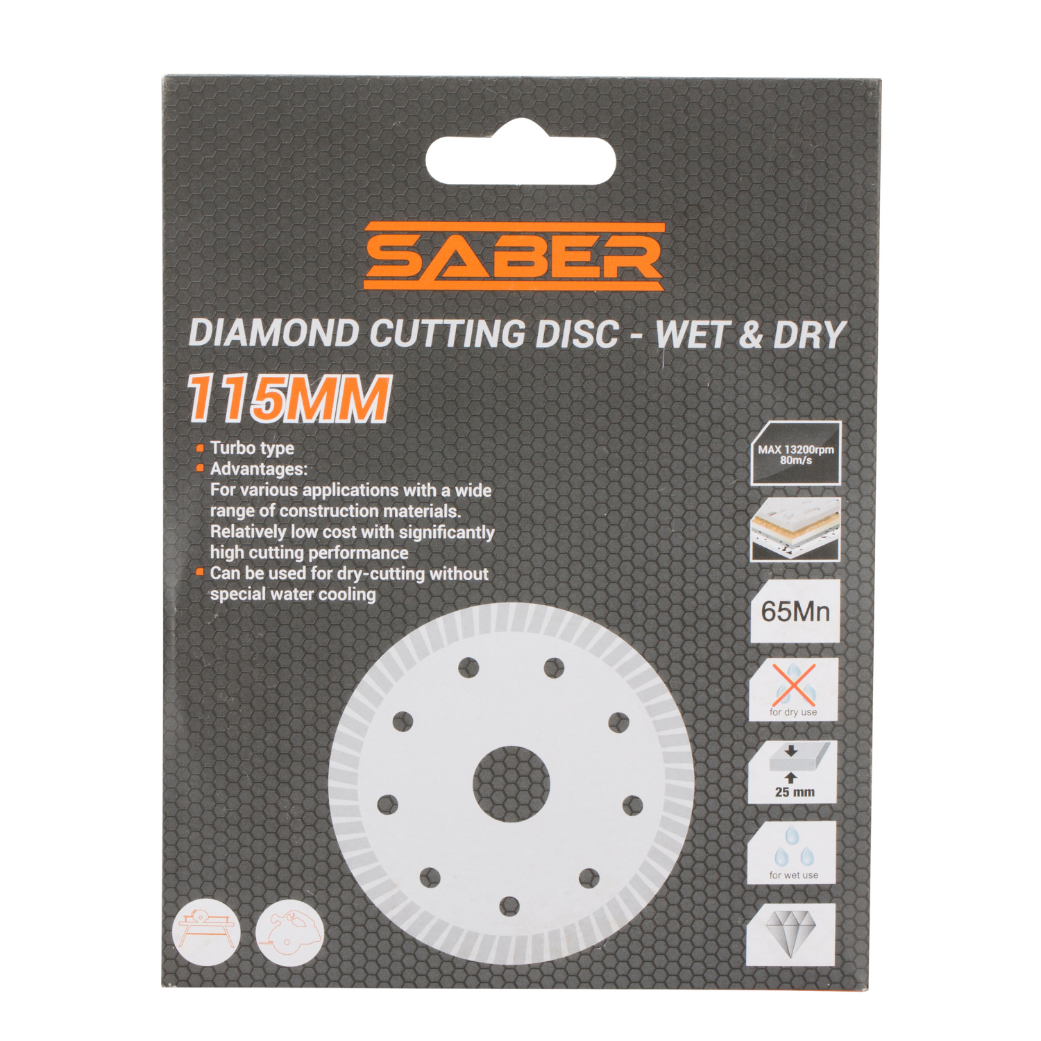 Saber 115mm Diamond Cutting Disc - Wet and Dry Image