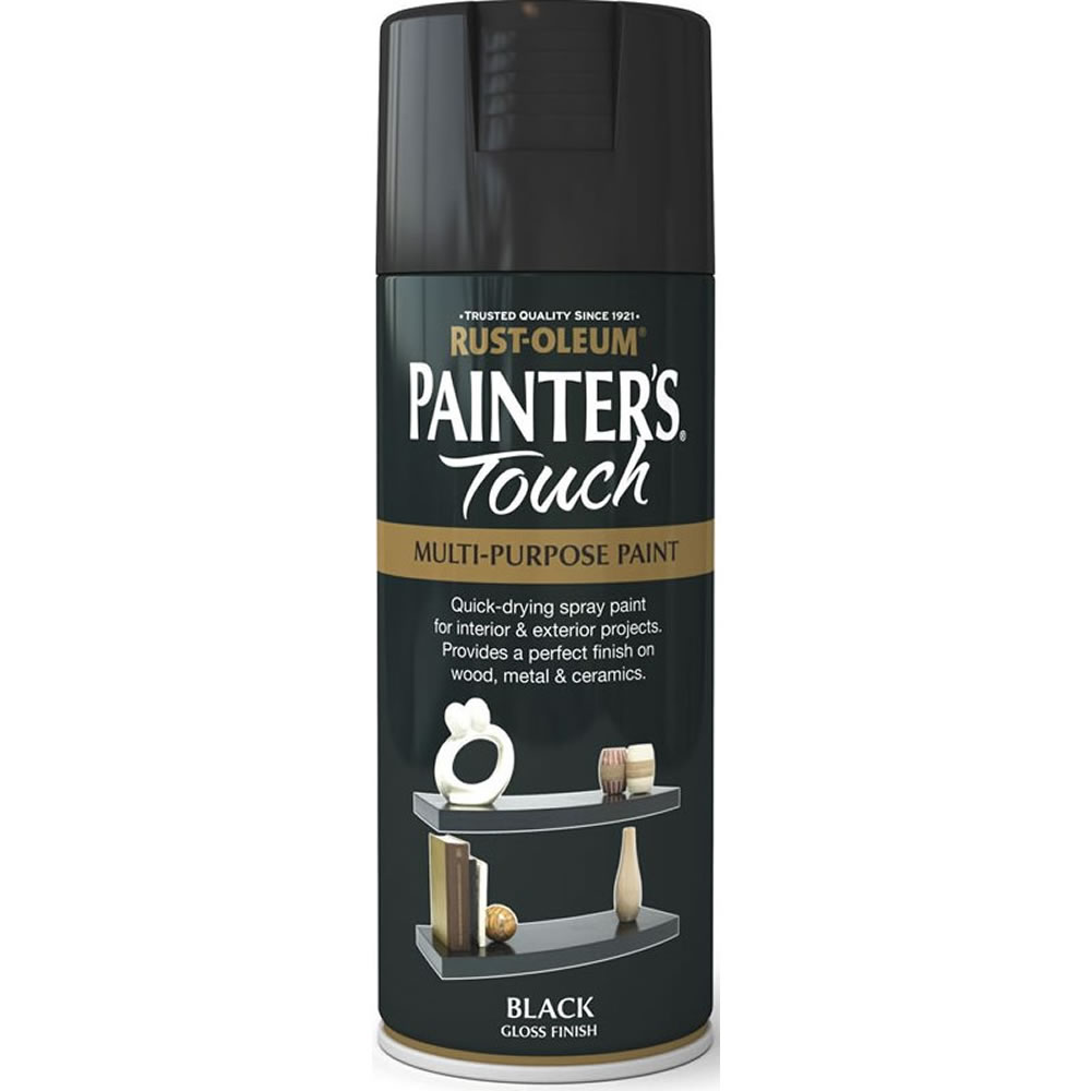 Rust-Oleum Black Painter's Touch Gloss Spray Paint 400ml Image