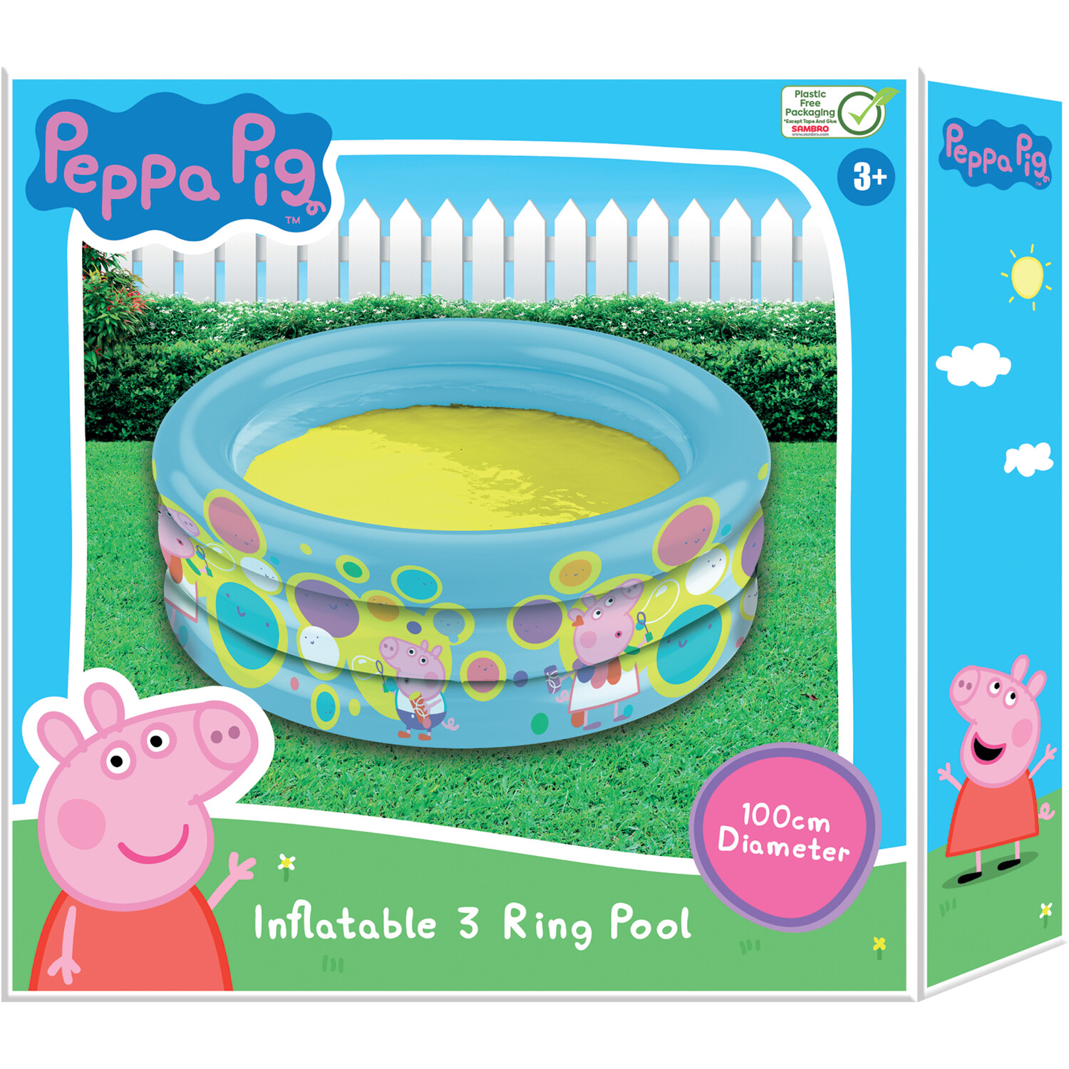 Peppa Pig Inflatable 3 Ring Pool - Blue Image