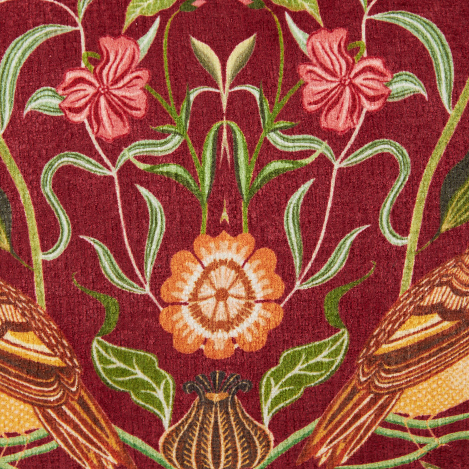 Hawthorne Birds Cushion Burgundy - Burgundy Image 2