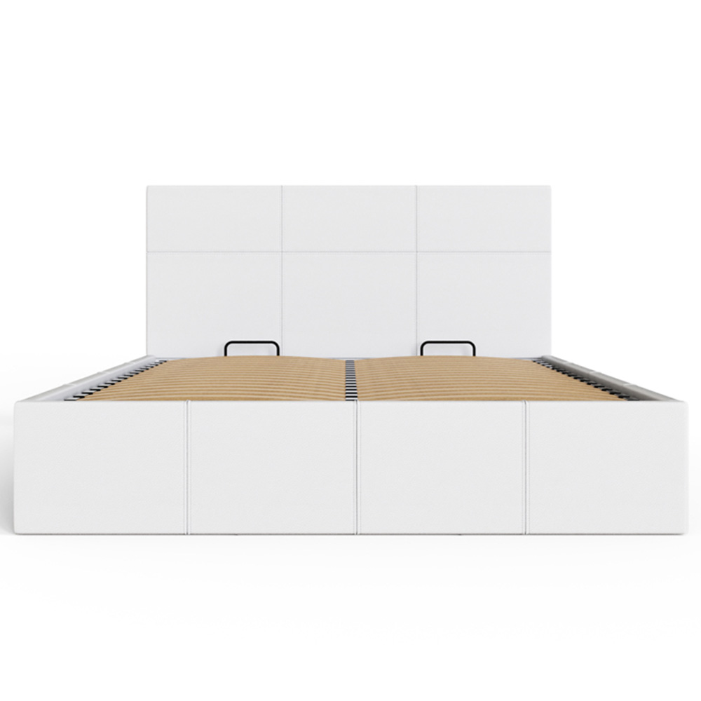 GFW Small Double White Faux Leather Side Lift Ottoman Bed with Bonnell Mattress Image 4