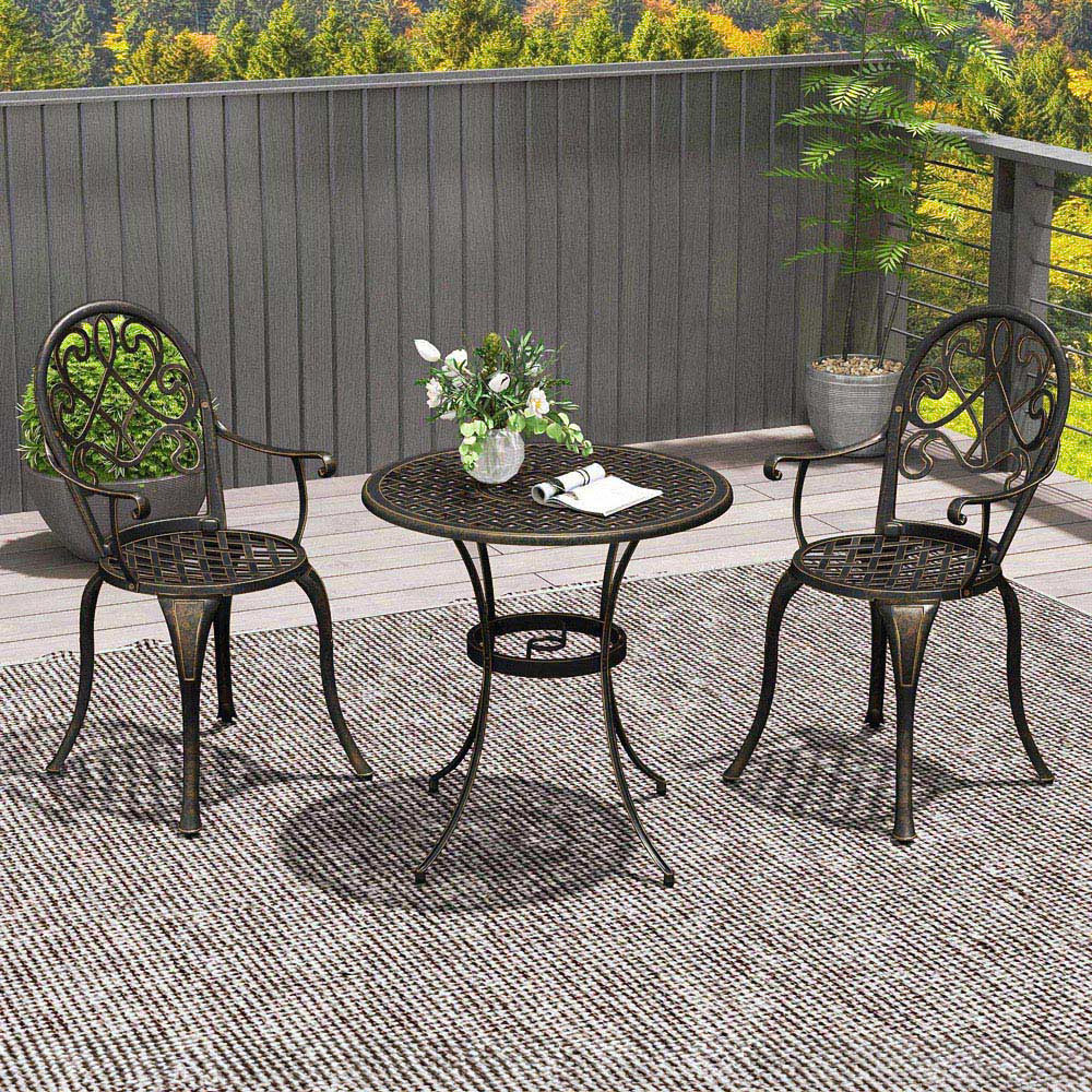 Outsunny 2 Seater Bistro Set Bronze Tone Image 1