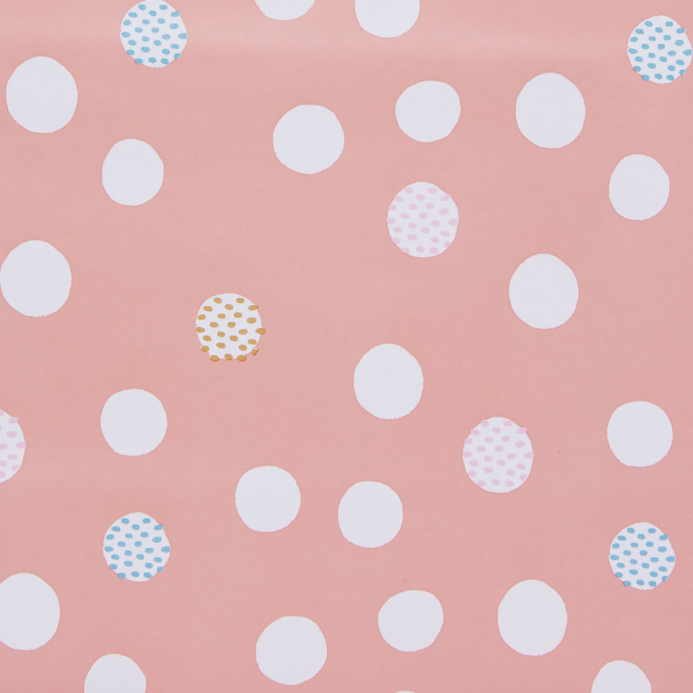 Wilko Coral Spot Wrapping Paper Roll 2m Image 1