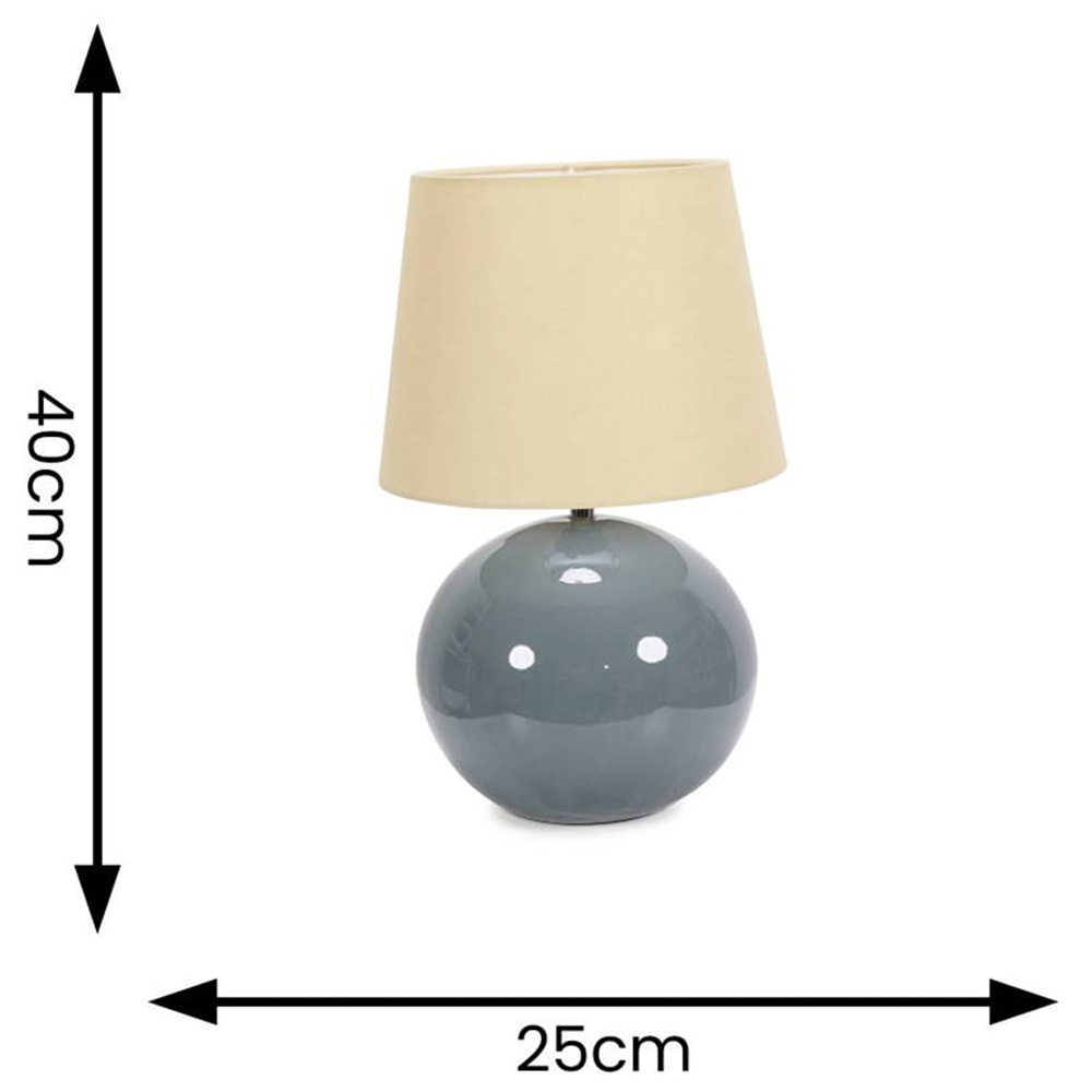 ValueLights Bosco Eucalyptus Teal Beige Fabric Tapered Shade Ceramic LED Table Lamp Image 4