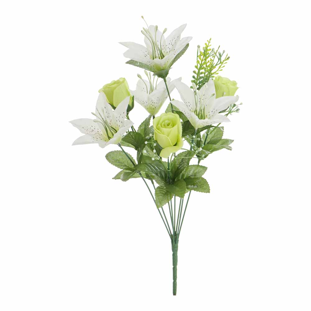 Wilko Medium Bunch Lily and Rosebud White and Green Image 2
