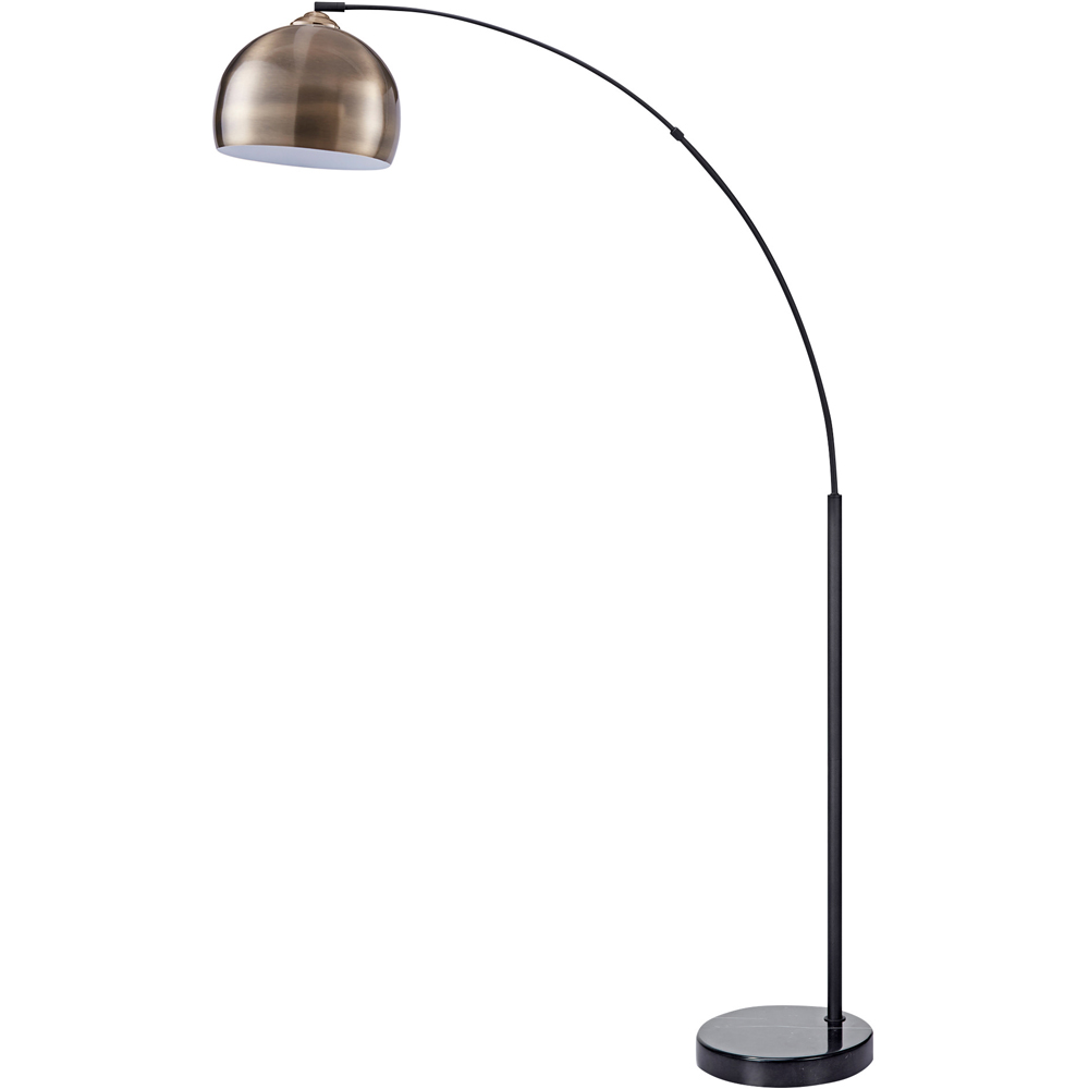 Teamson Home Arquer Antique Brass Shade Arched Marble Base Floor Lamp Image 1