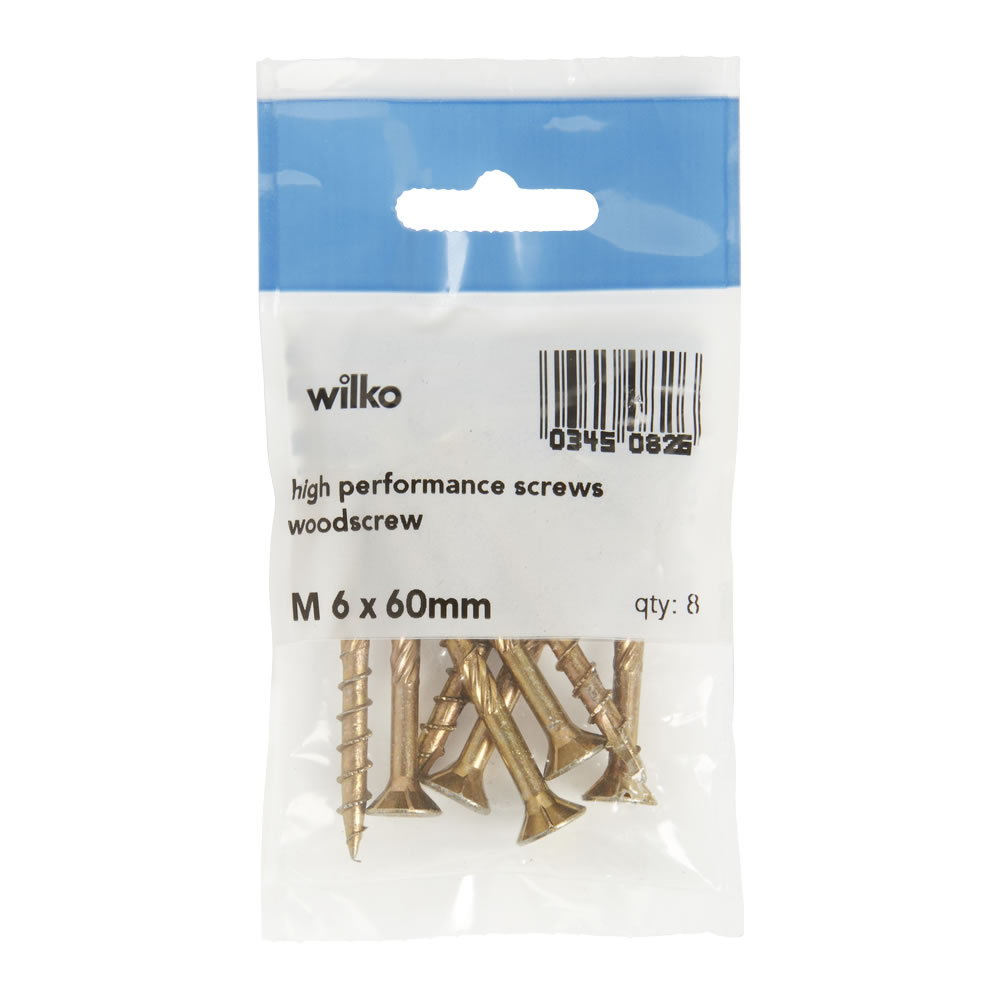 Wilko M6 60mm High Performance Wood Screws 8 Pack Image 2