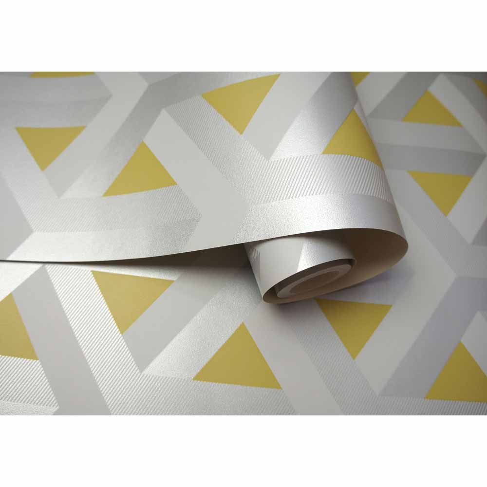 Holden Decor Glistening Trident Geometric Metallic Grey/Yellow Wallpaper Image 3