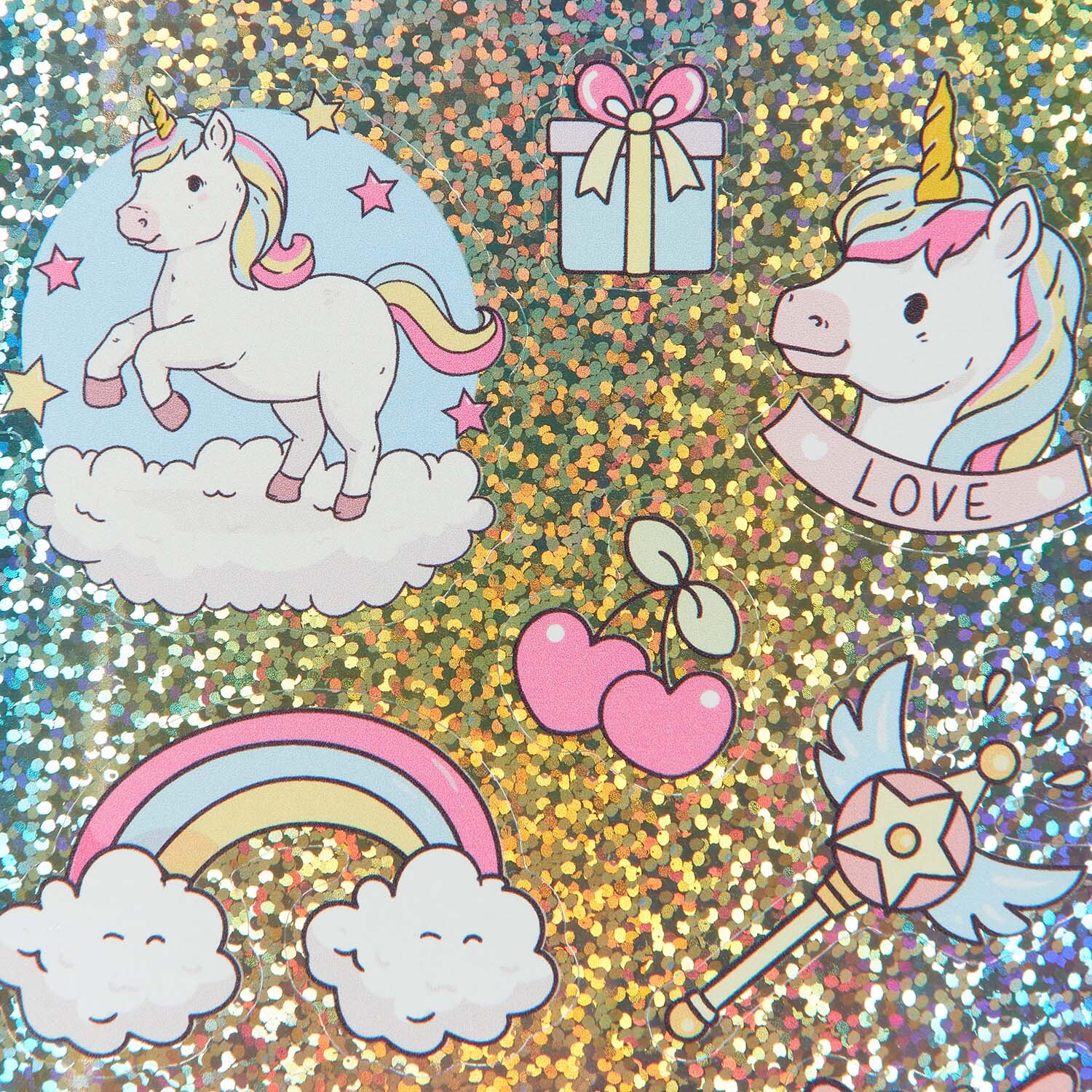 Unicorn Glitter Stickers - Multicolour Image 6