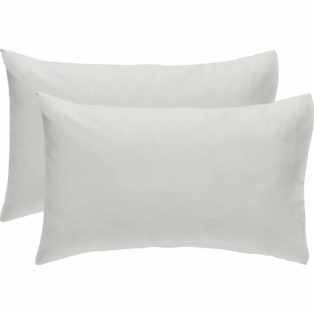 Wilko 100% Brushed Cotton Cream Housewife Pillowcases 2 pack Image 1