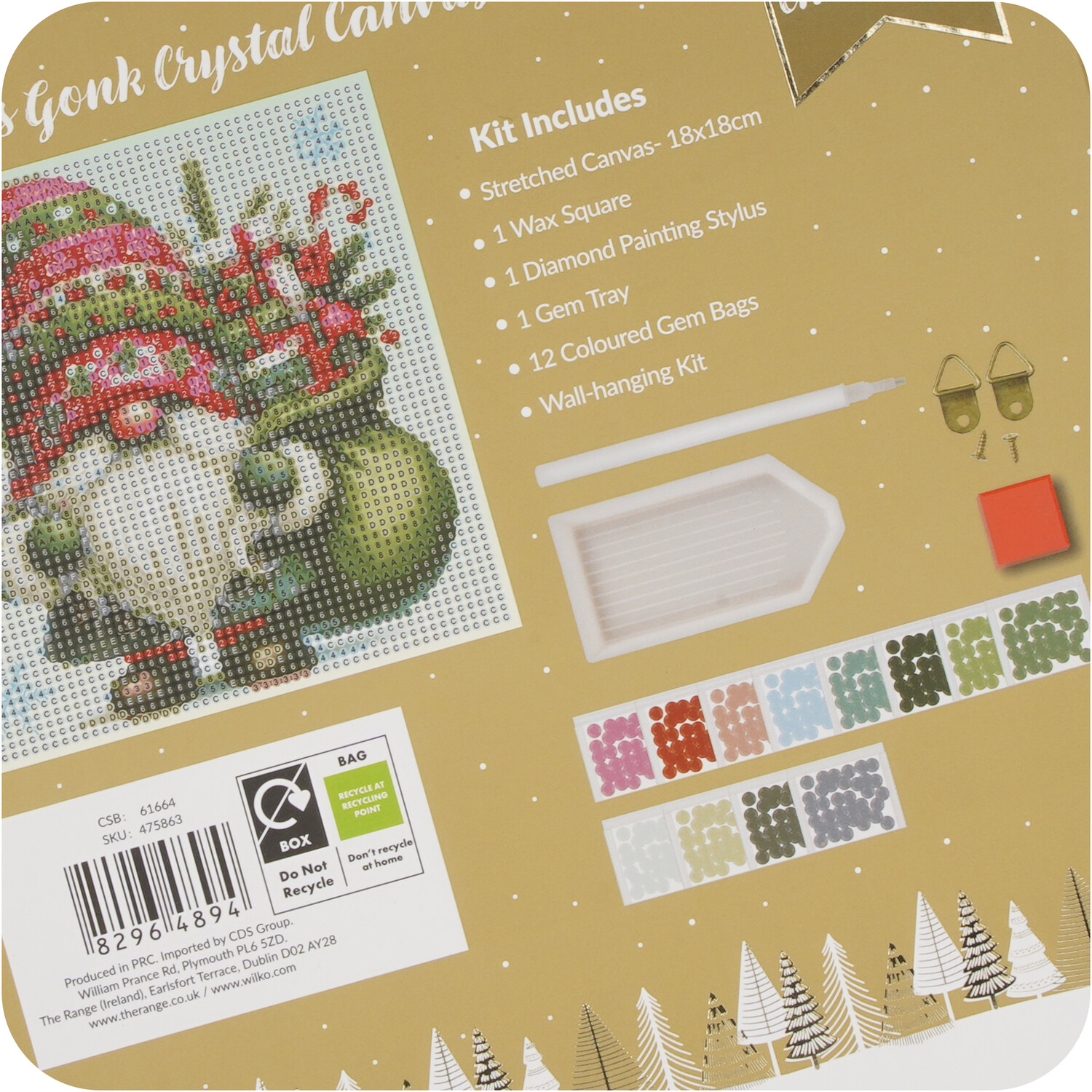 Crystal Art Christmas Gonk Kit Green Image 4