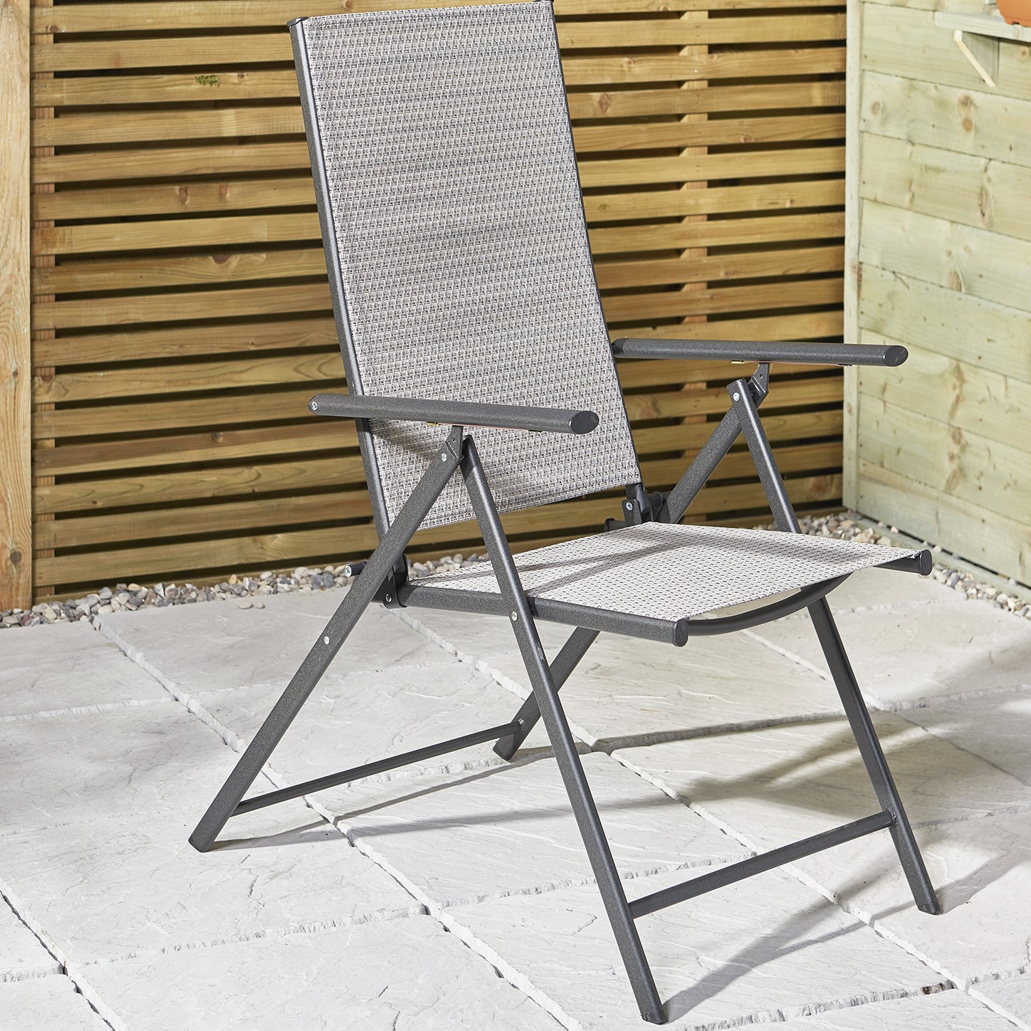 Malay Outdoor Essentials Rio 5 Position Grey Garden Chair Image 1