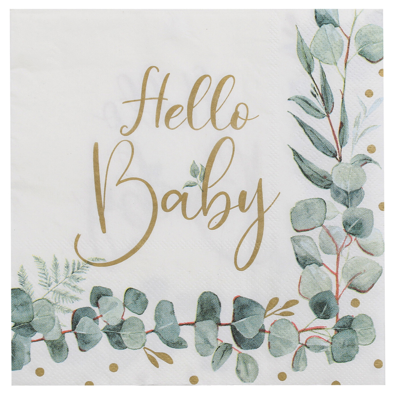 Green Hello Baby Napkins 16 Pack Image