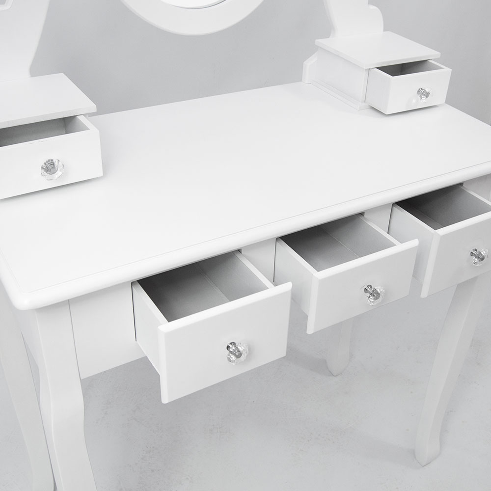 Vida Designs 5 Drawer White Dressing Table Set Image 4
