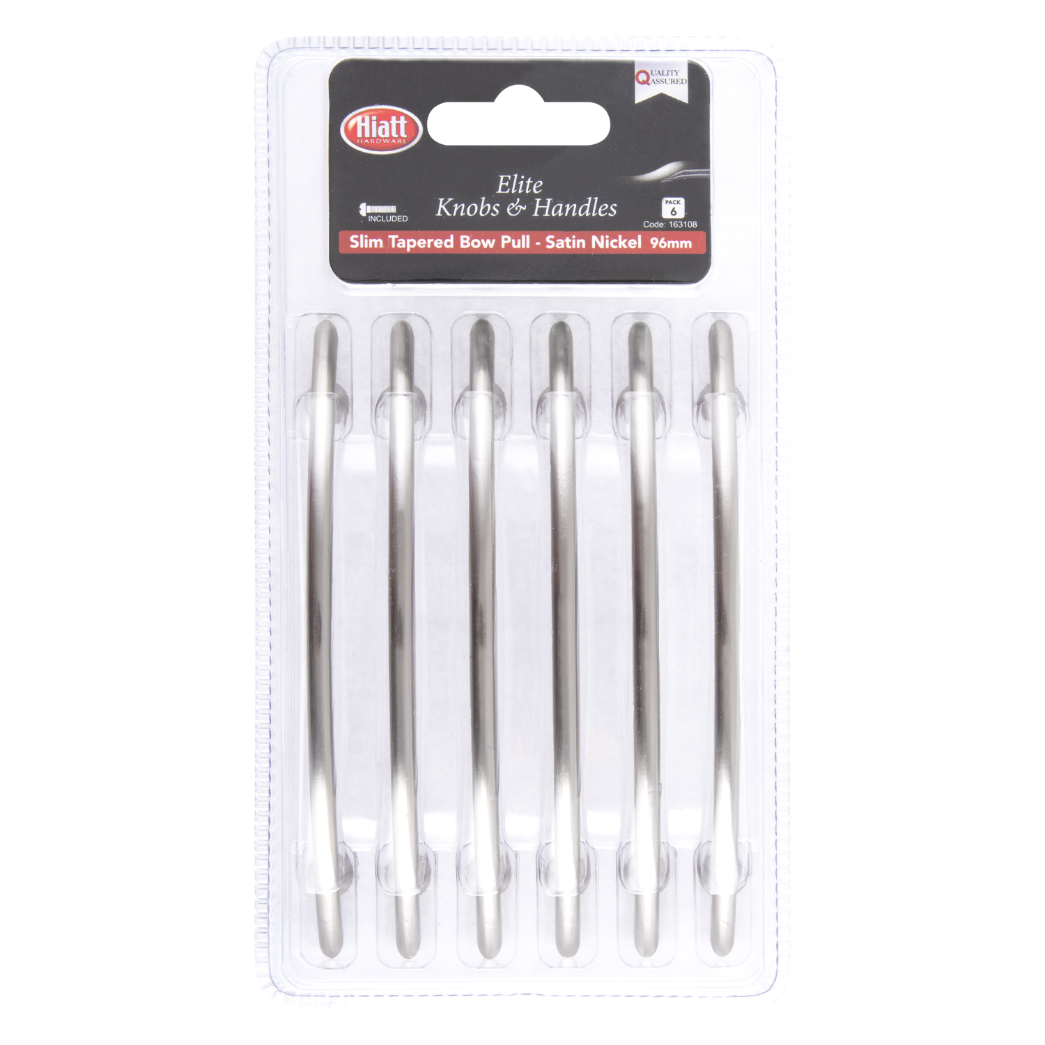 Hiatt Satin Nickel Slim Tapered Bow Pull 6 Pack Image