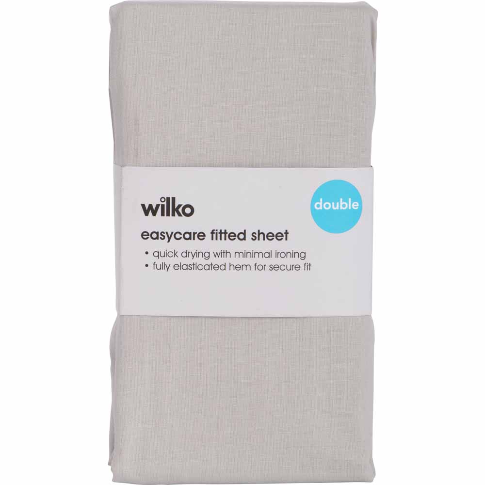 Wilko Easy Care Double Silver Fitted Bed Sheet Image 2