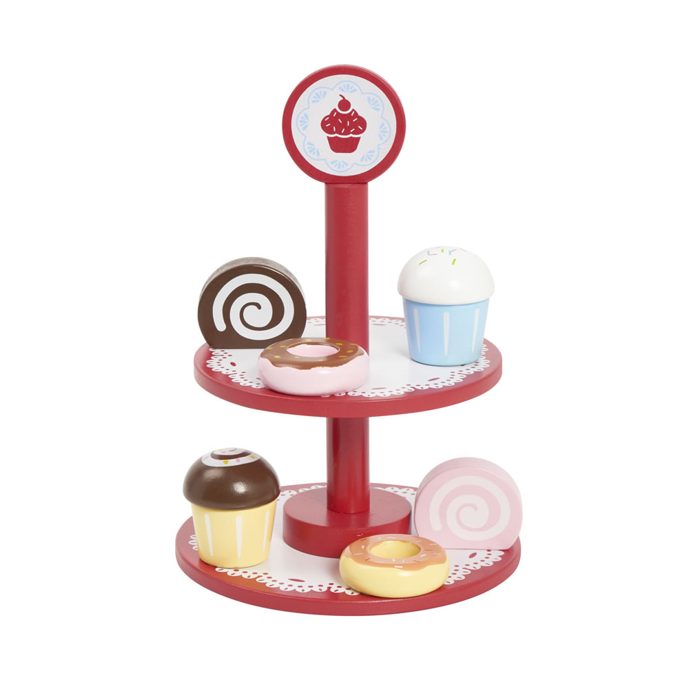 Wilko Let's Pretend Wooden Cake Stand Play Set Image 1