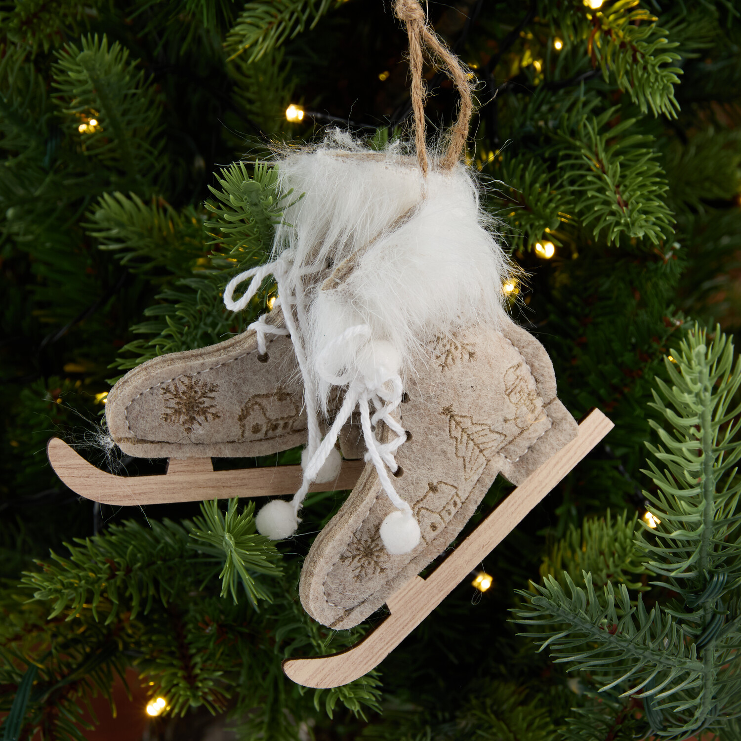 Hanging Ice Skates Brown and White Image 5