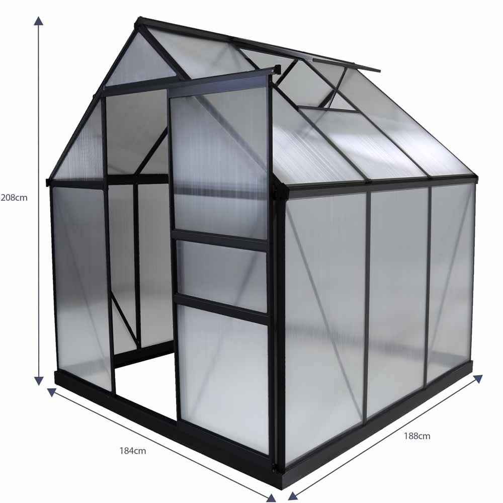 Charles Bentley 6 x 6.1ft Greenhouse - Grey Image 5