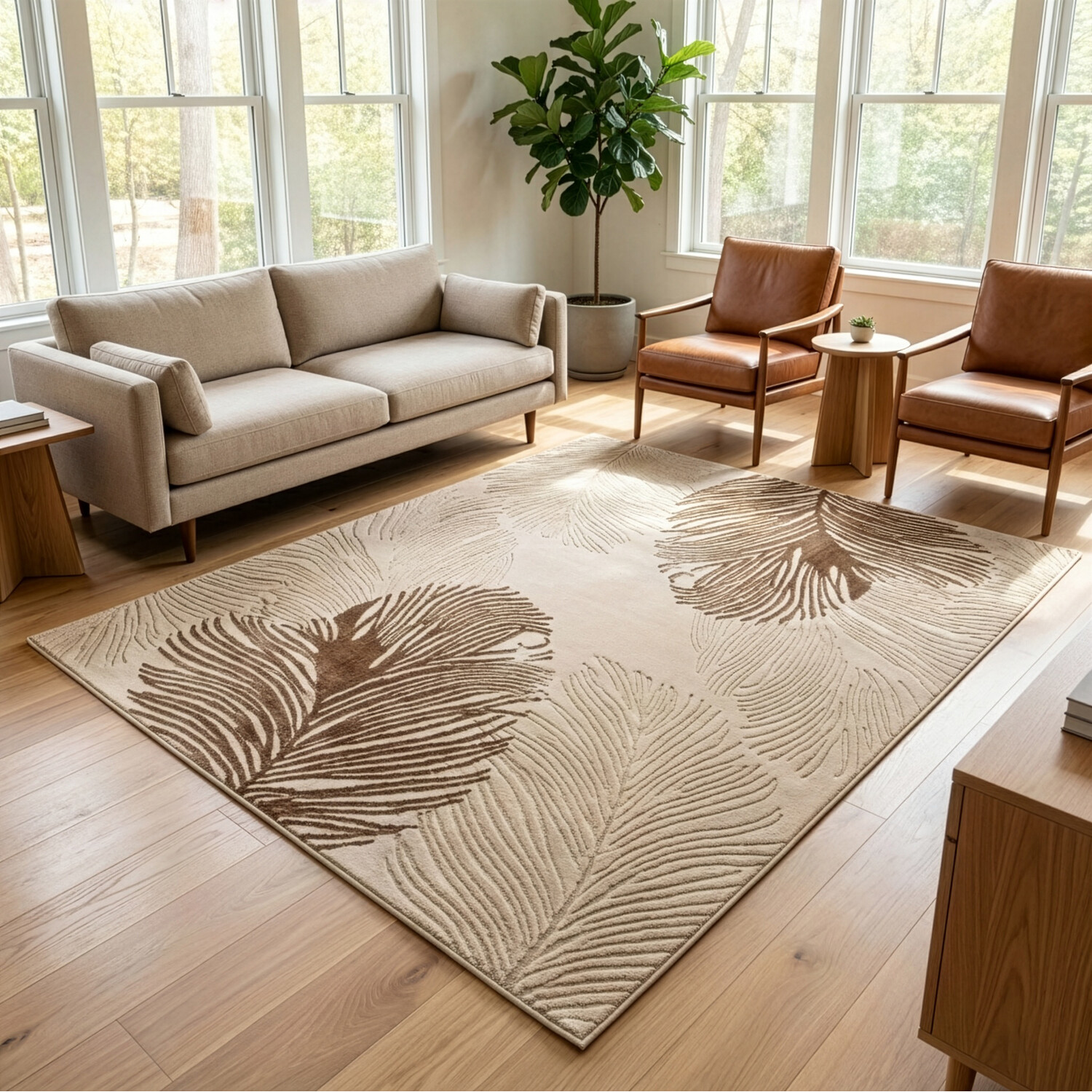 Sunset Feather Rug Neutral 120cm Image 2