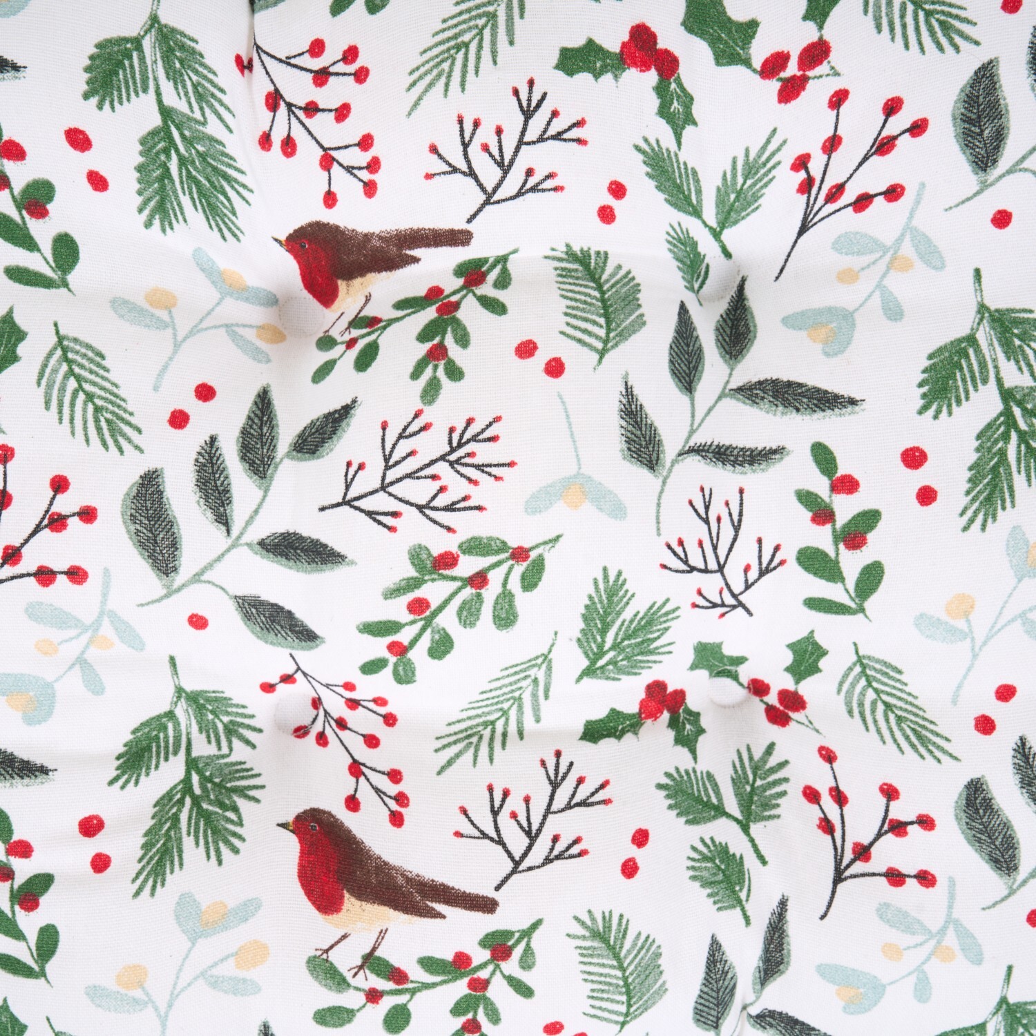 Mistletoe Robin Seat Pad White Image 3