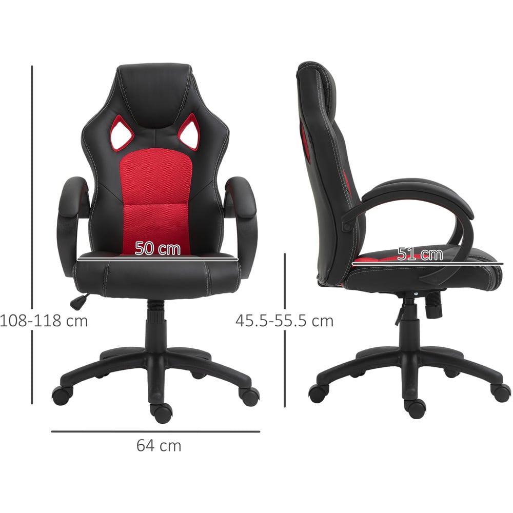 Portland Black And Red High Back Faux Leather Home Computer Desk Chair Image 9