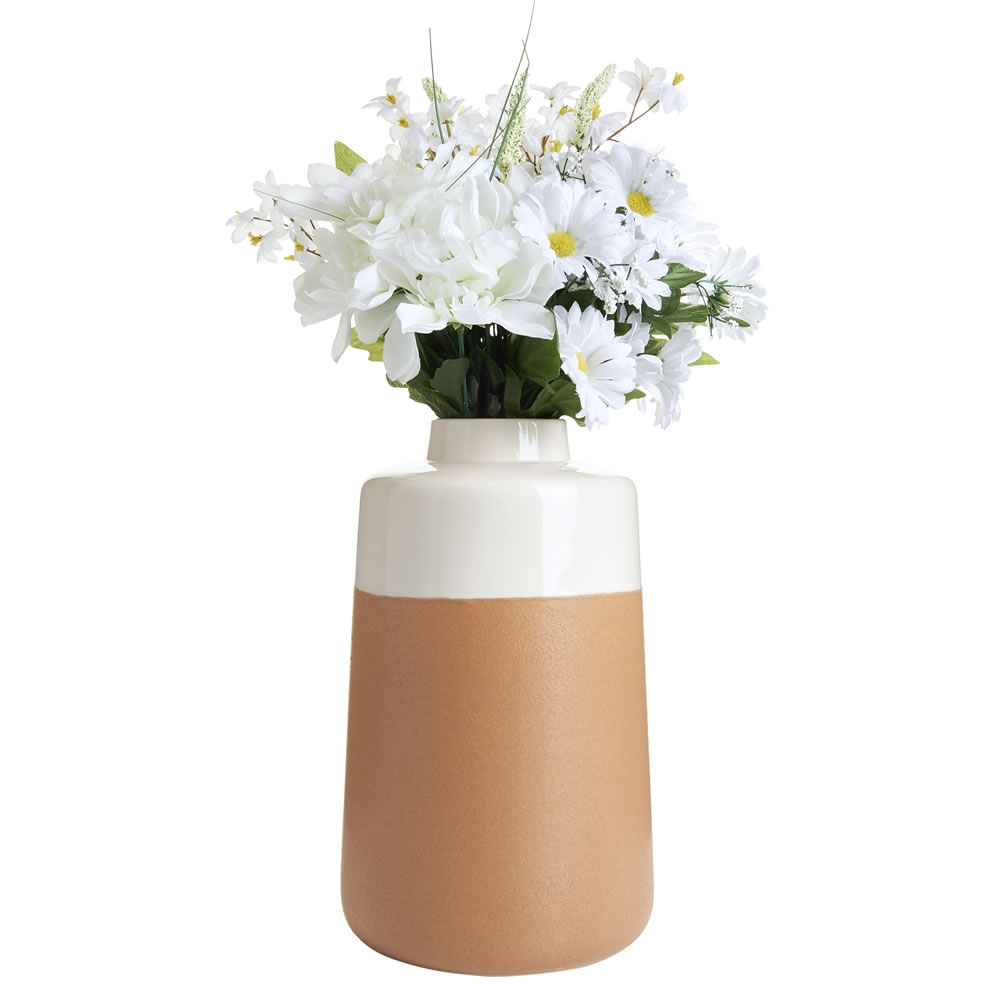 Wilko Terracotta and Cream Vase Image 2