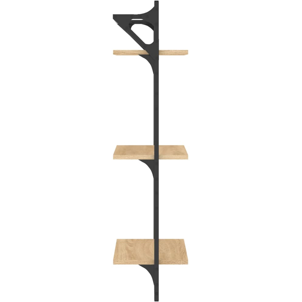 vidaXL 3 Shelf Sonoma Oak Wooden Floating Wall Shelf with Rods Image 5