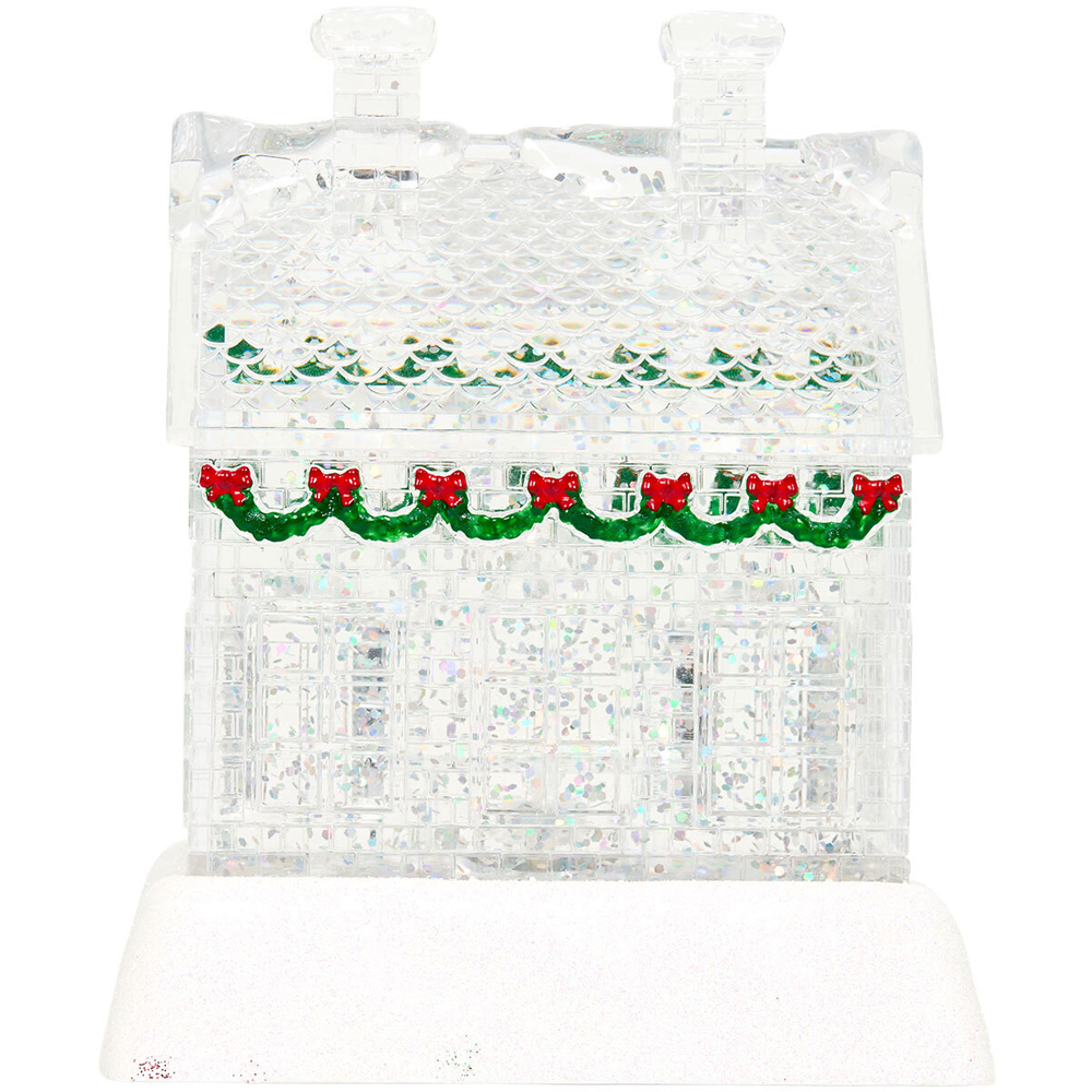 Glitter Spinning LED Christmas Cottage Ornament Clear Image 5