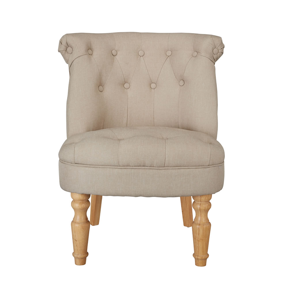 Charlotte Beige/Oak Vintage Boudoir Style Occasional Chair Image 1