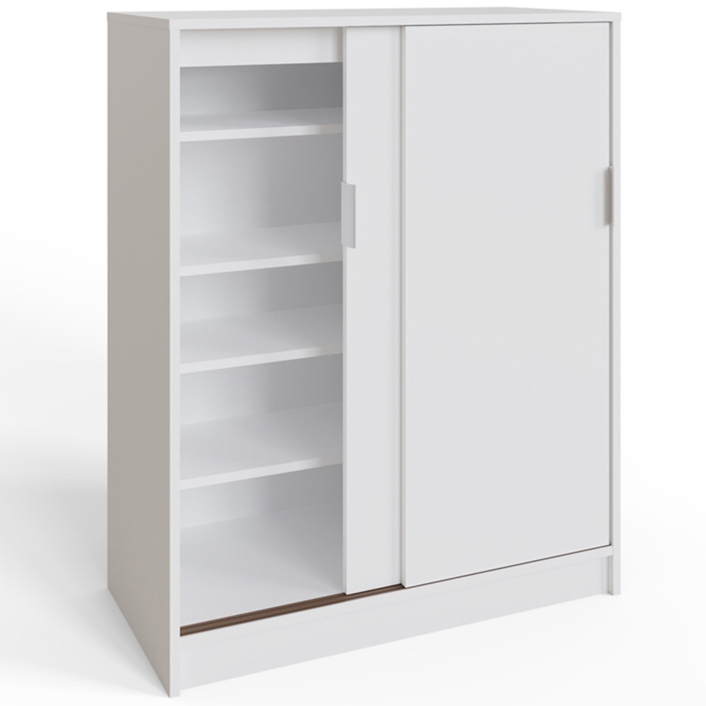 GFW Leighton 2 Sliding Door White Shoe Cabinet Image 4