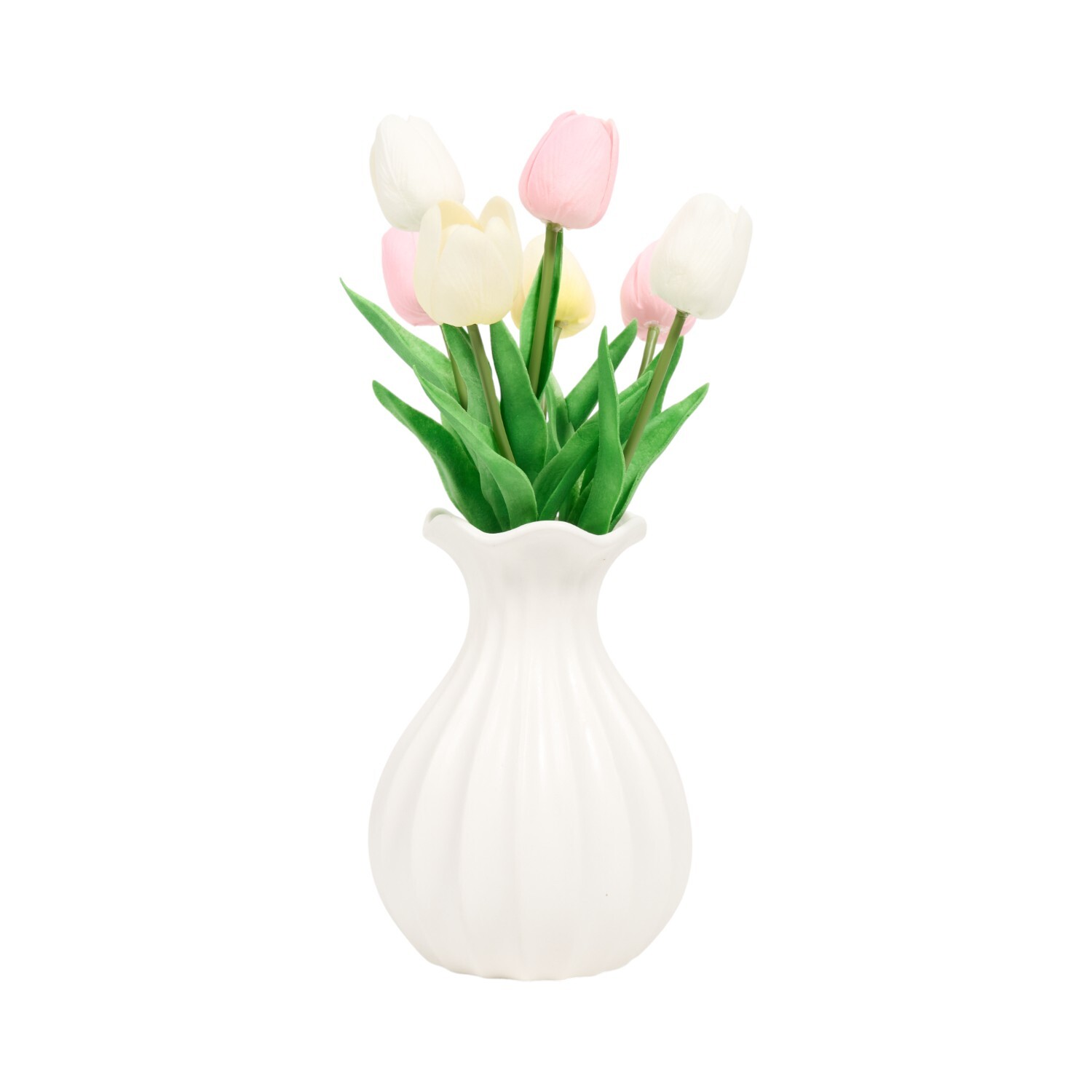 Faux Tulip Vase Arrangement White Image 1