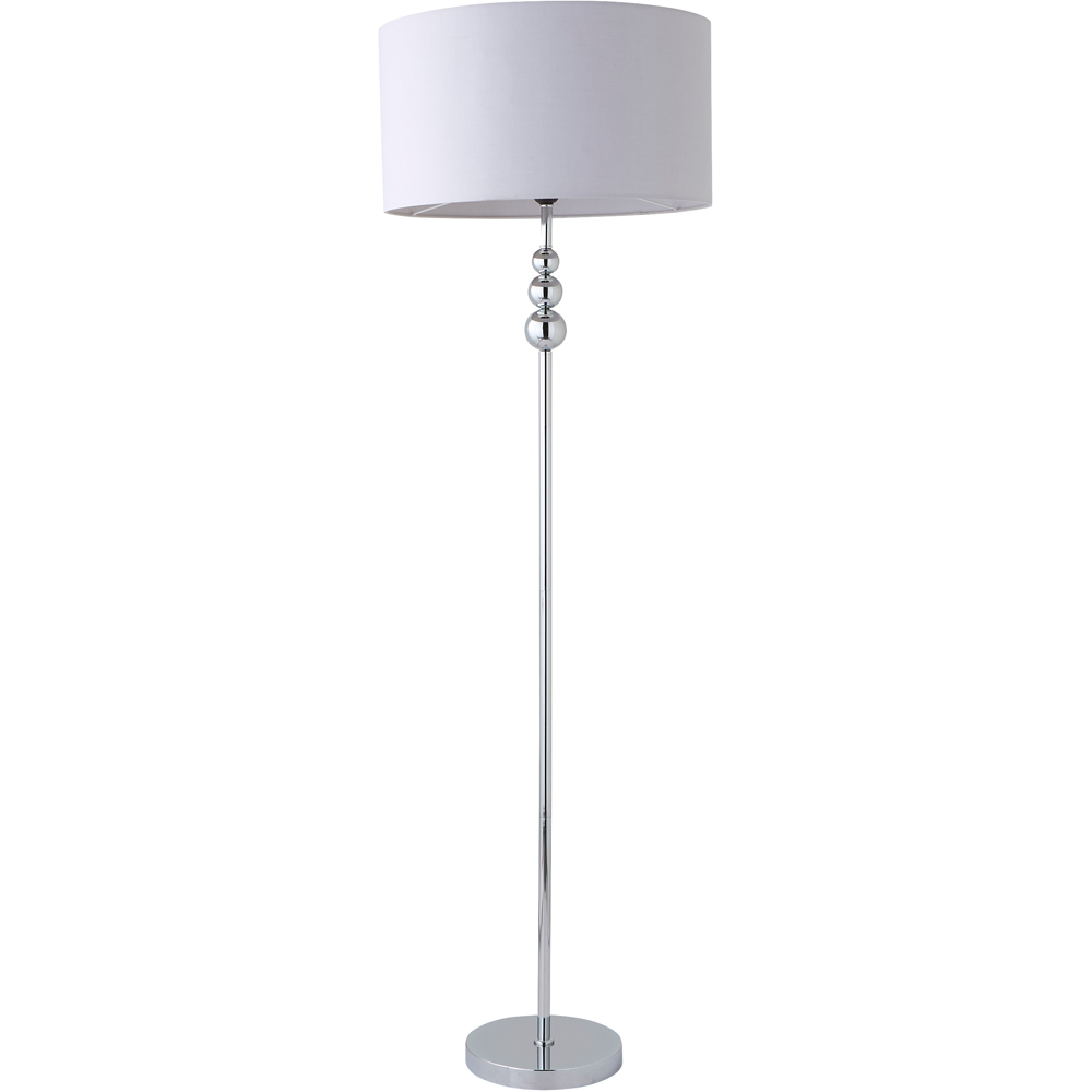 ValueLights Marissa Reni Grey Shade and Chrome Ball LED Floor Lamp Image 1