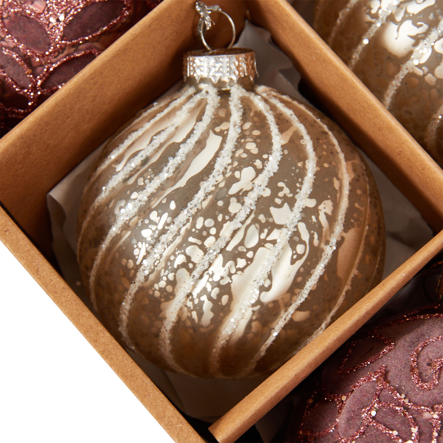 Set of 6 Glass Antique Ballroom Baubles Image 4