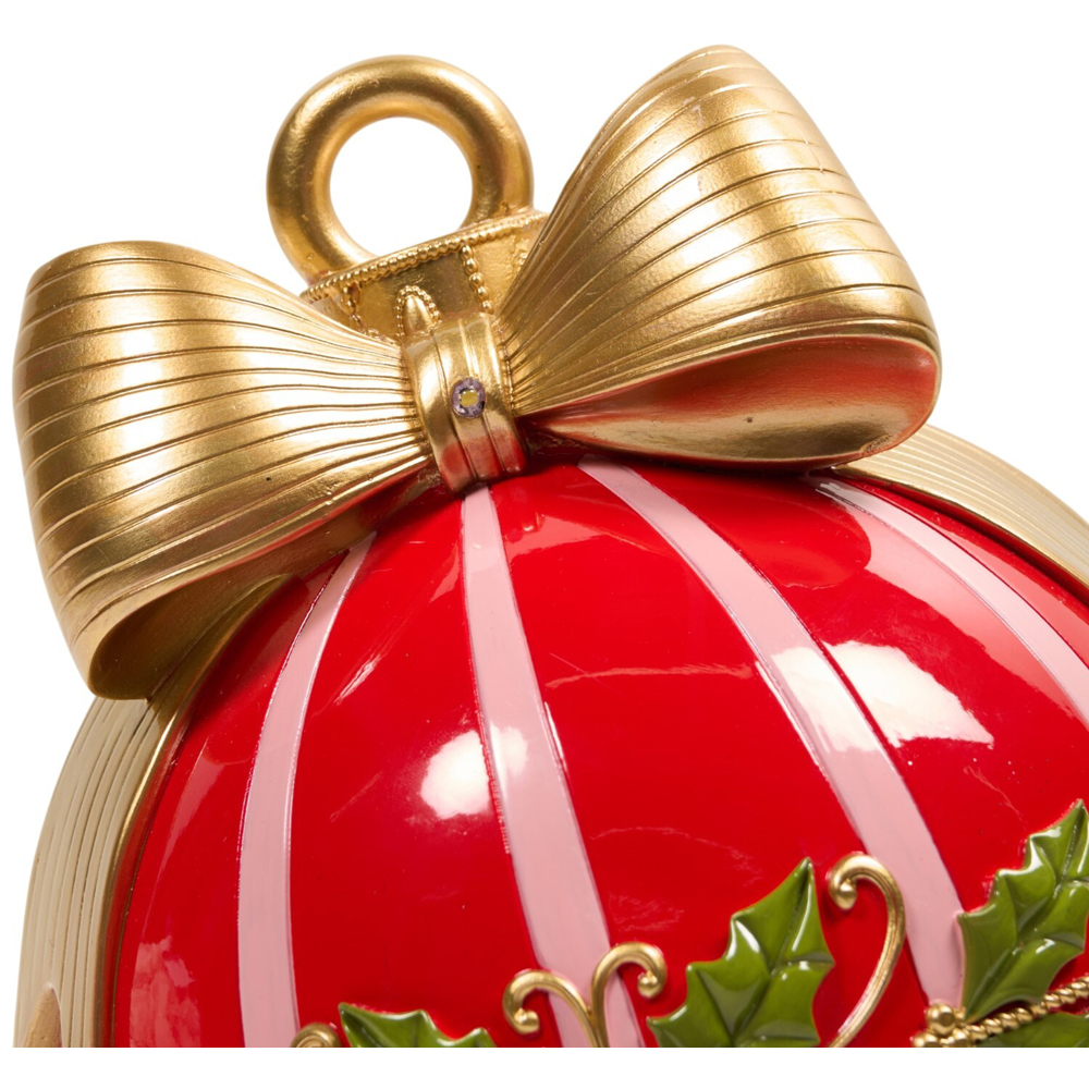 Light Up Striped Holly Bauble Ornament Red Image 5