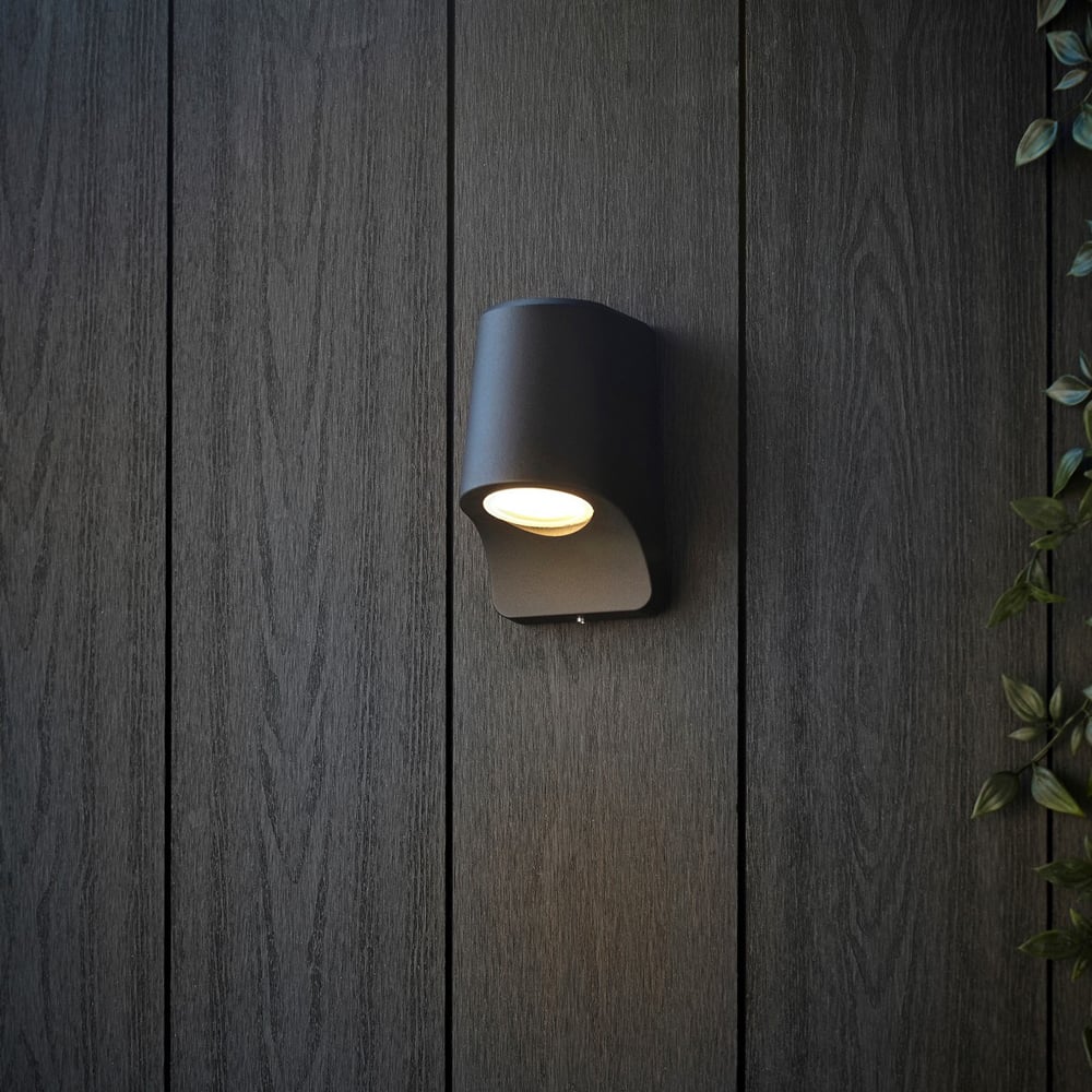 Merano Verona Matt Black Frosted Glass Modern Outdoor Wall Lamp Image 8